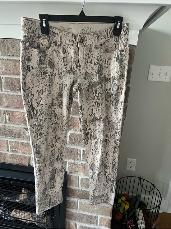 The Limited Pants - The Limited Beige & Black Snake-Print Slim Jeans